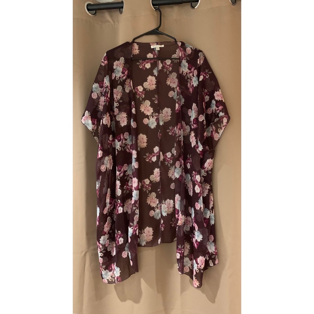 Purple kimono with floral accents